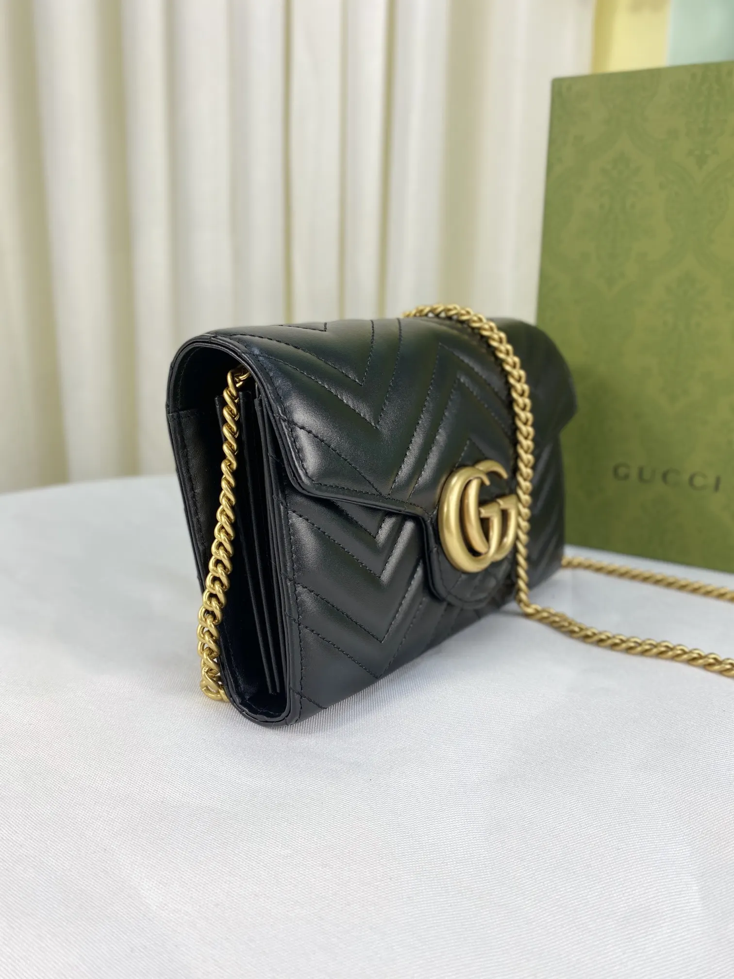 Gucci Marmont 绗缝皮革链条包 单肩斜挎款