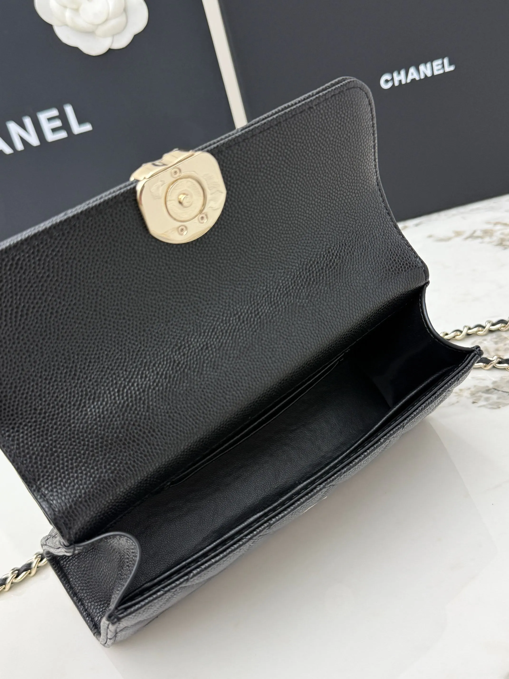 Chanel Black Top Handle Bag Leather