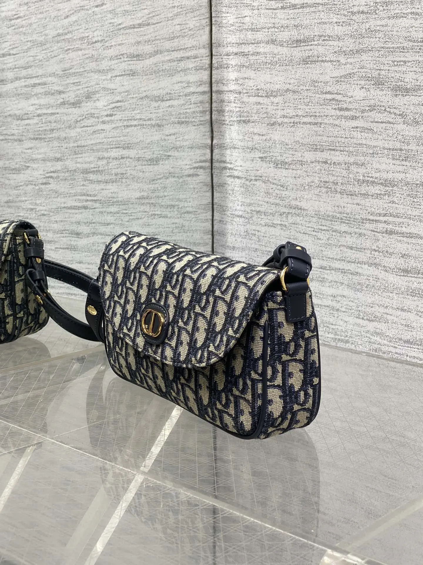 Dior Oblique 黑色鏈條單肩斜挎包