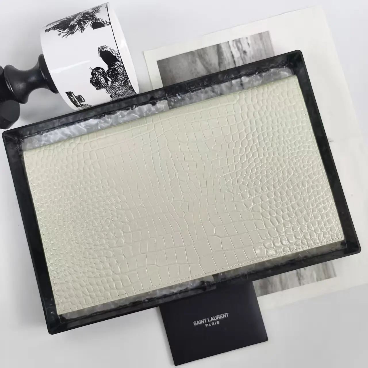 White Clutch Bag Classic Leather