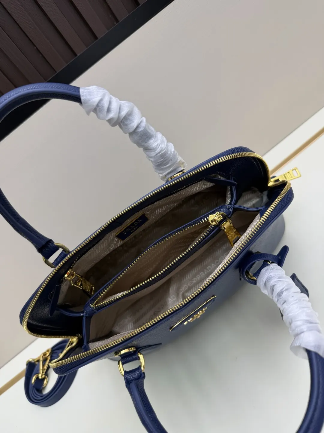 Prada Saffiano Top Handle Bag Commuter Leather