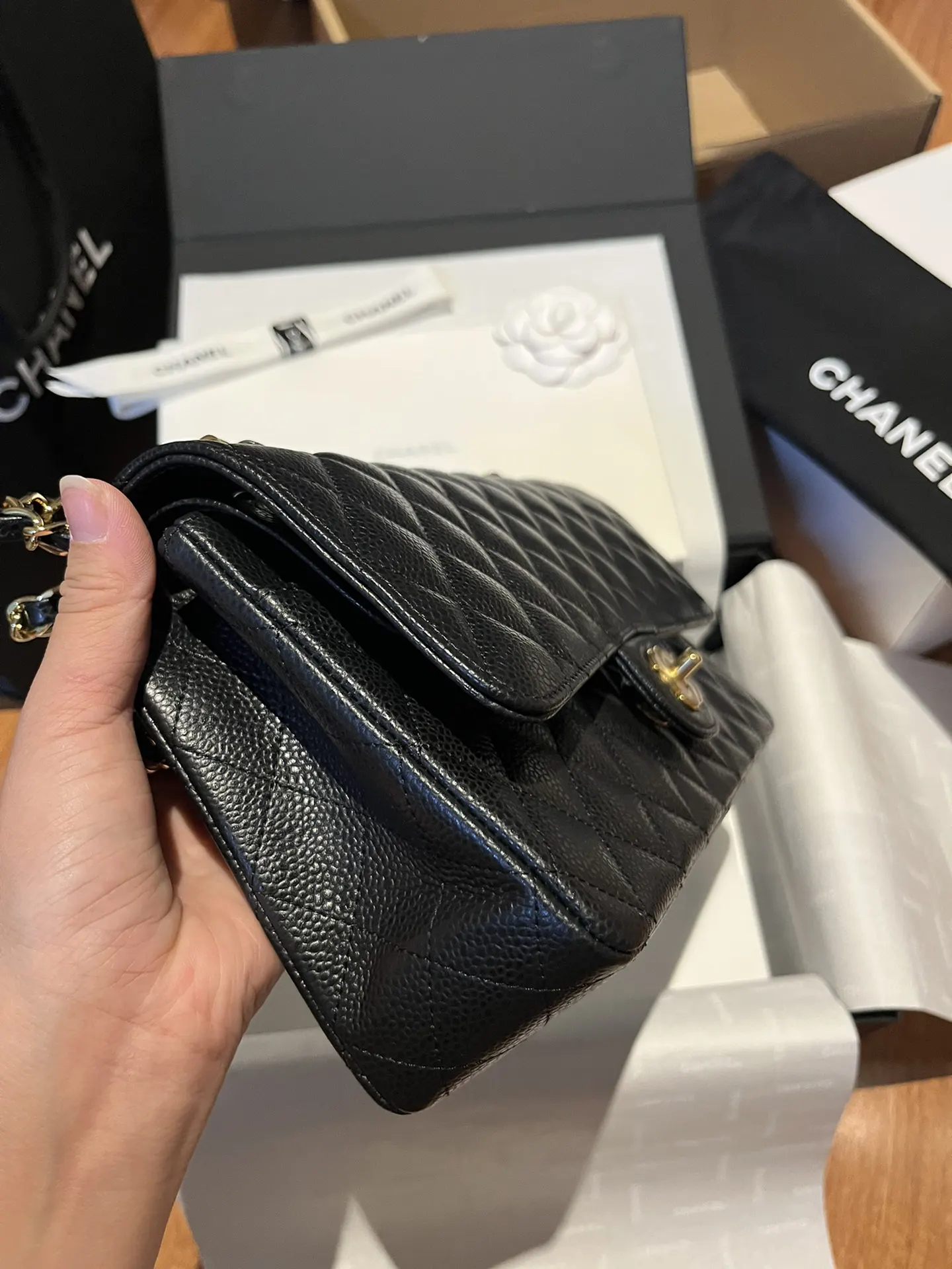 CHANEL 渠道级CF金扣鱼子酱 鱼子酱 老渠道 缺货很 腋下包 复古腋下背款
