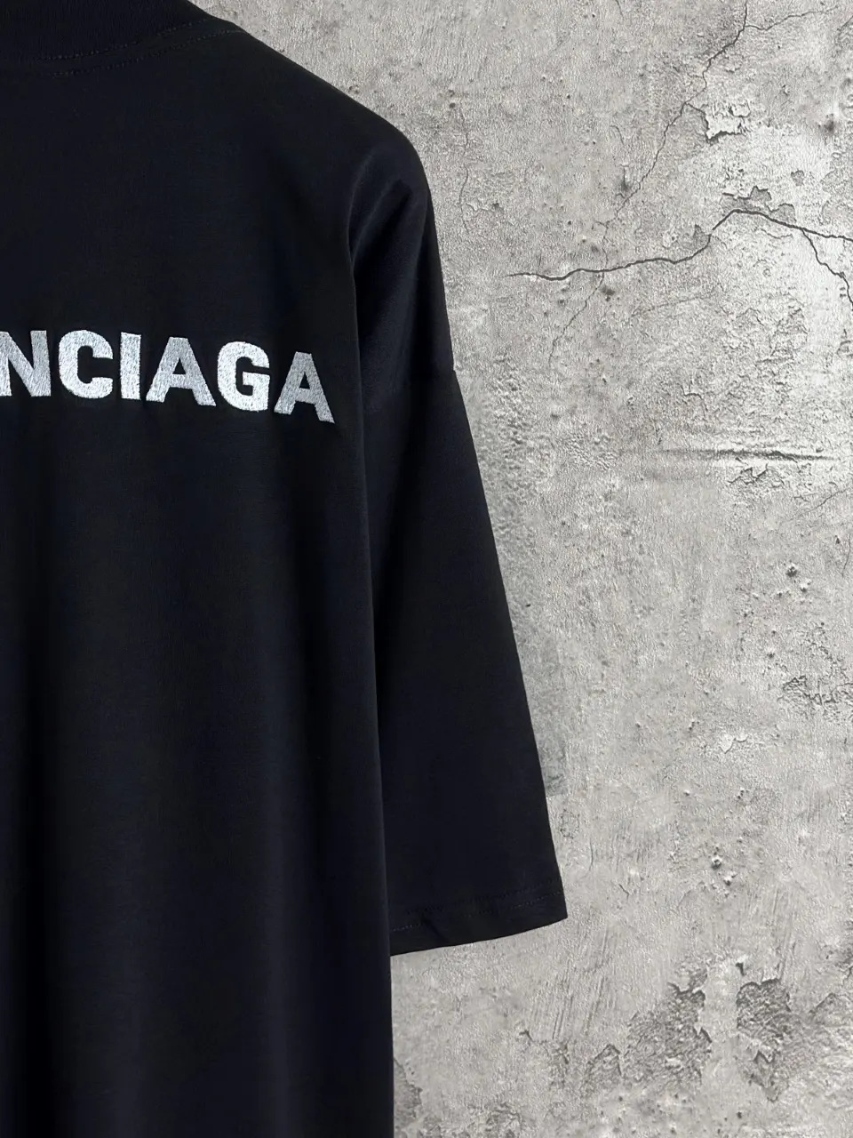 Balenciaga 黑色 字母 刺绣 短袖T恤 街头休闲款
