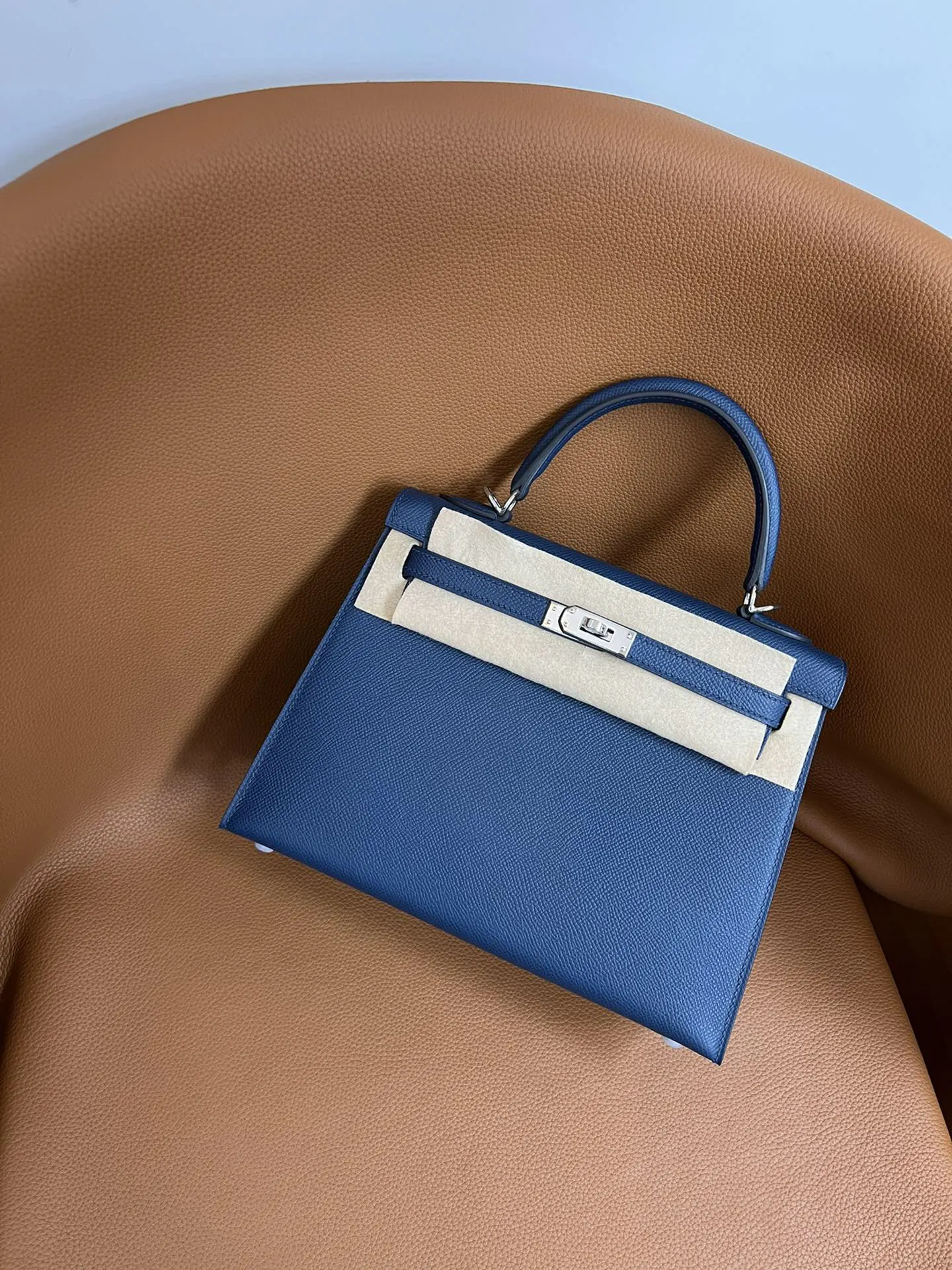 Hermès Kelly 宝石藍 Epsom掌纹牛皮 手提包 25cm