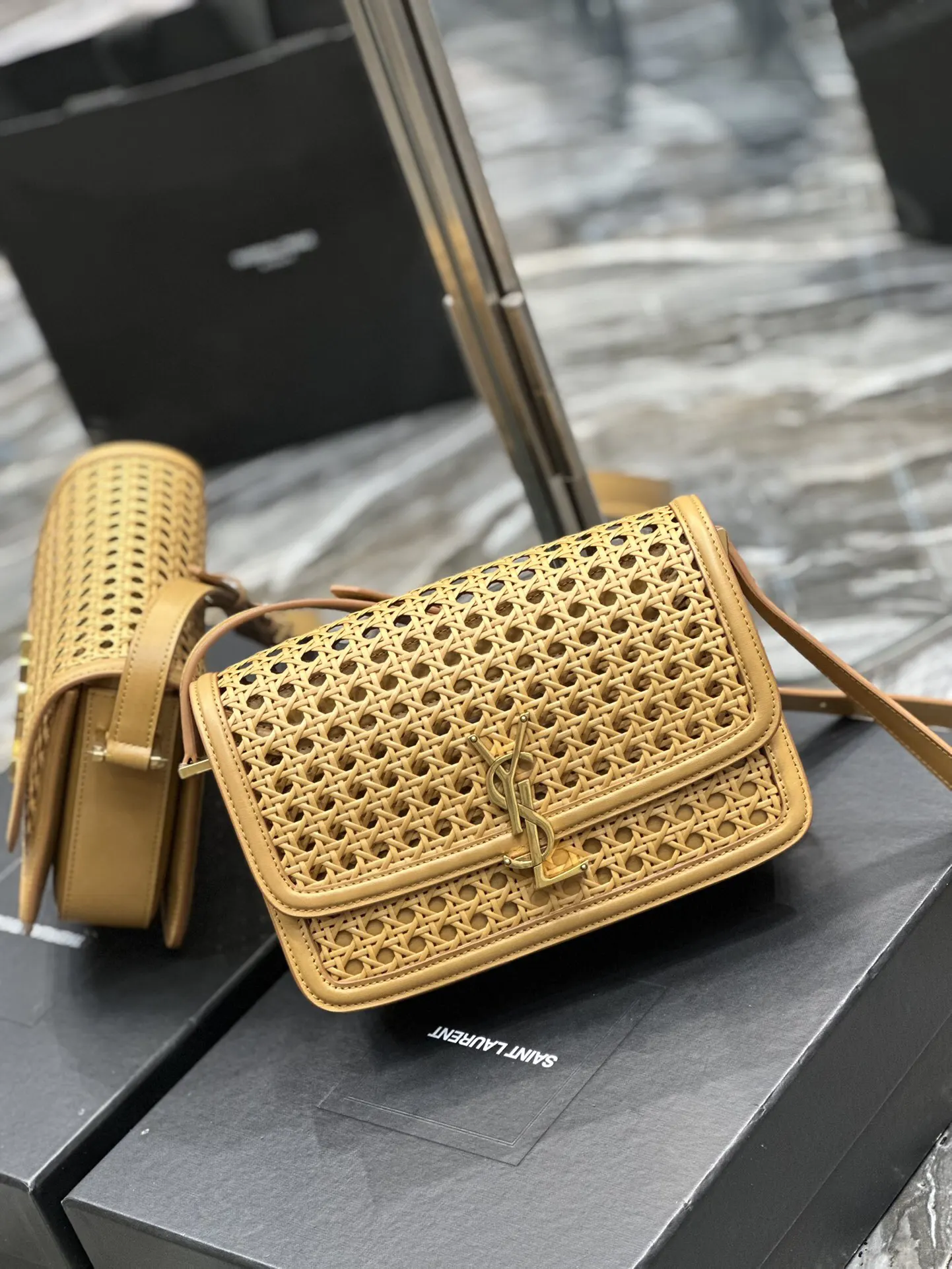 Beige Crossbody Bag Lightweight Leather