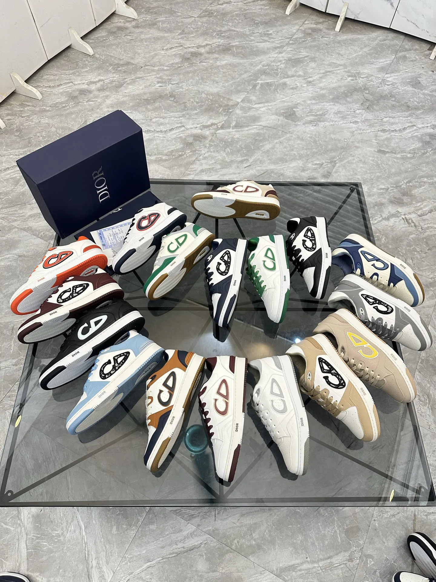 Dior B57 蓝白拼色牛皮休閒鞋