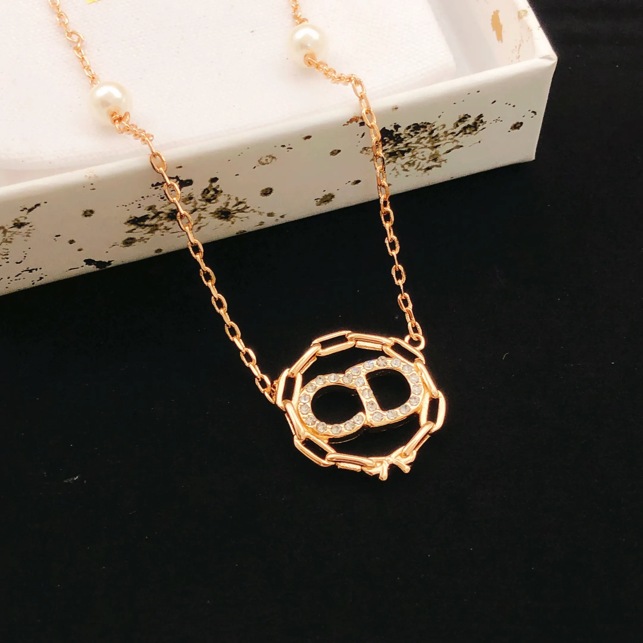 Dior 玫瑰金 金色 圆形 项链 精致锁骨链
