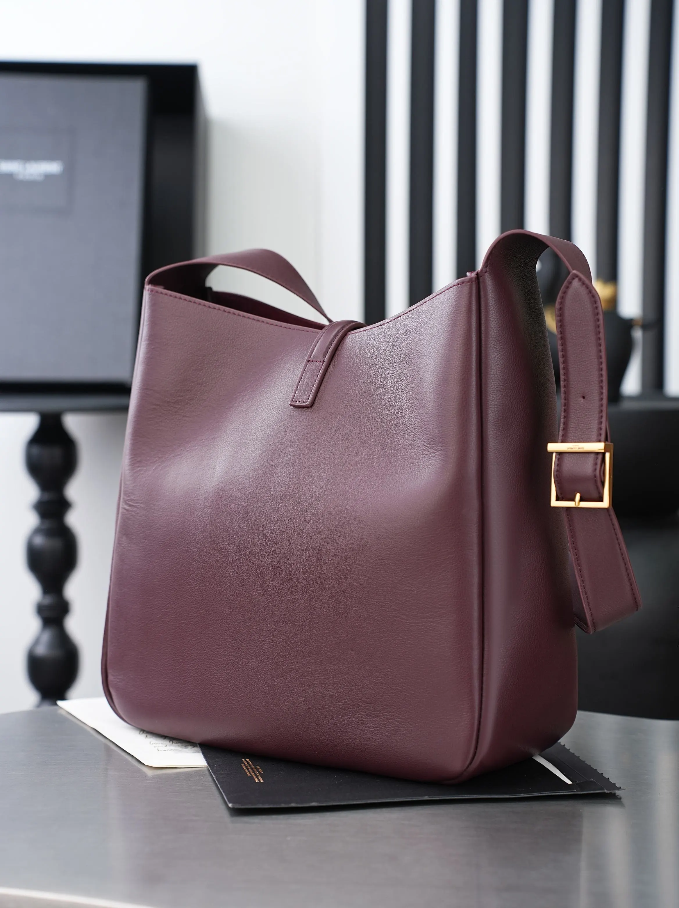 YSL Hobo 黑色 金色 牛皮 腋下包 復古腋下背款