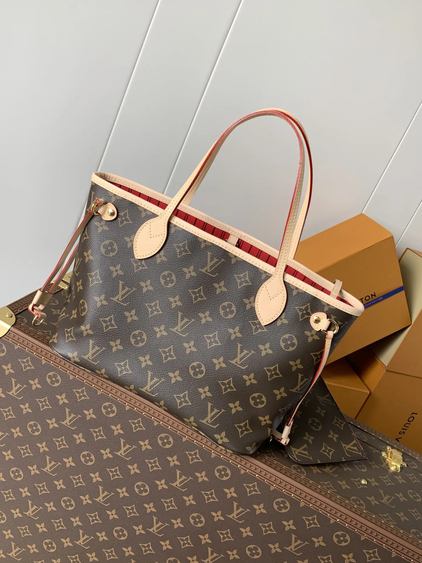 LV Neverfull 金色 牛皮 手拿包 精致手拿款
