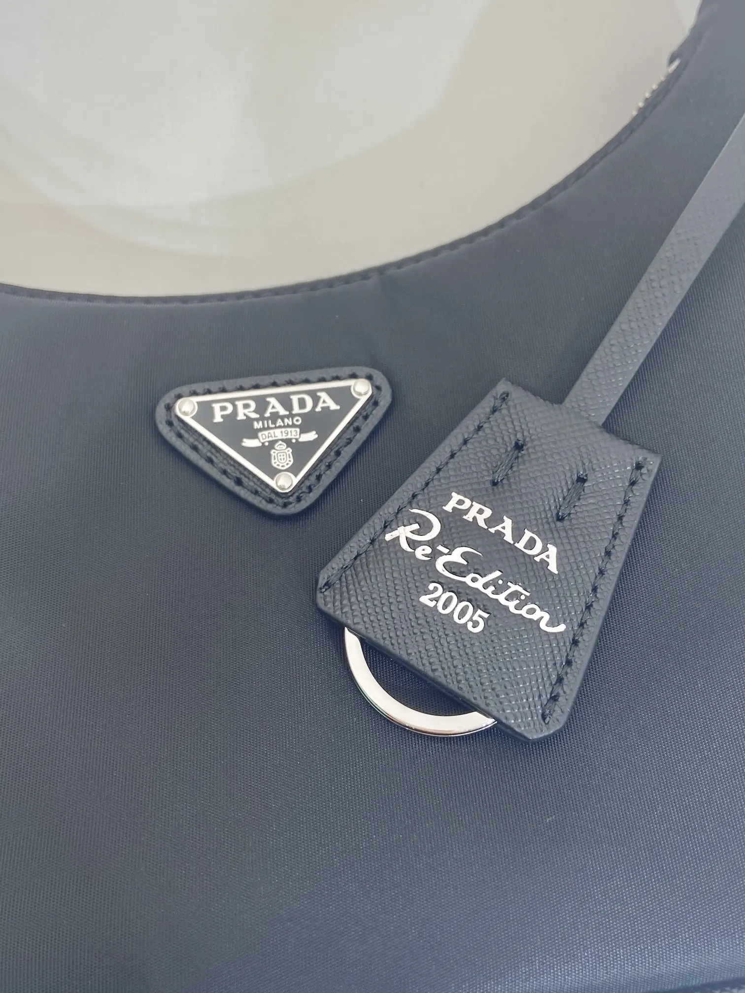 Prada Re-Nylon Gold Leather Hobo Bag