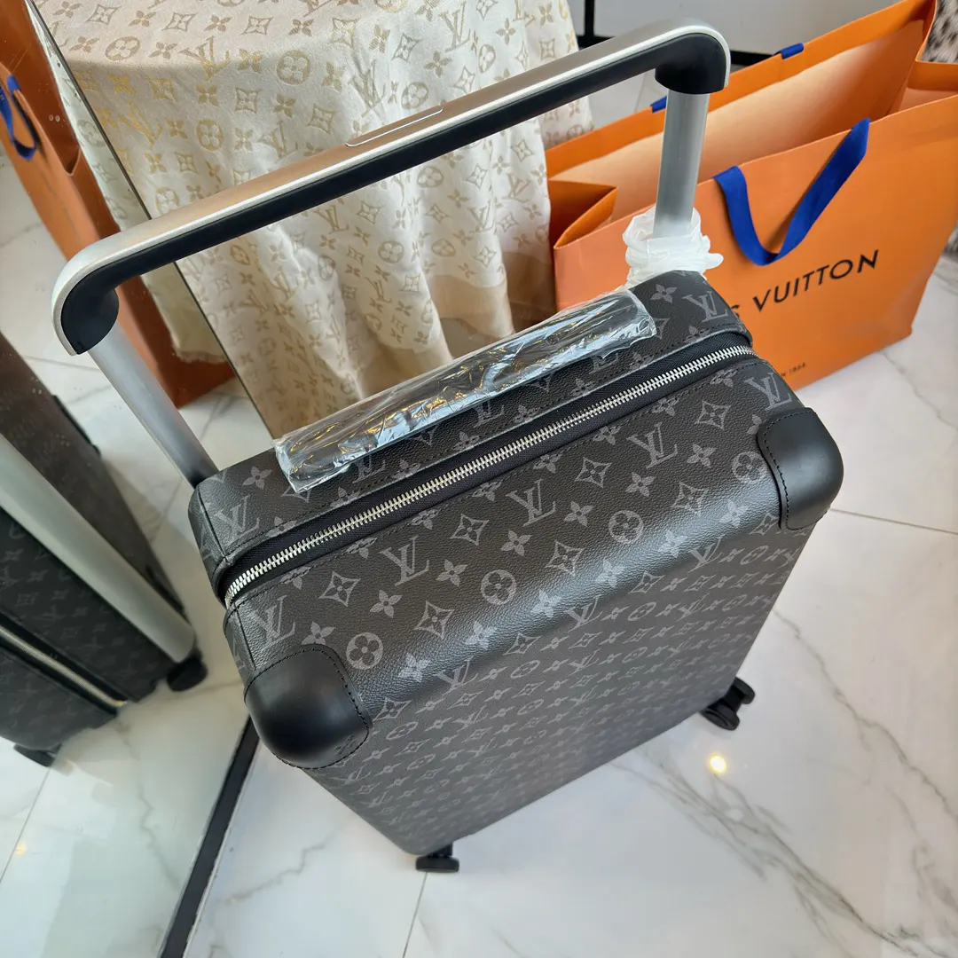 LV 黑色 老花 帆布 ｜ 版 登机行李箱 四轮 旅行拉杆款 輕便出行款