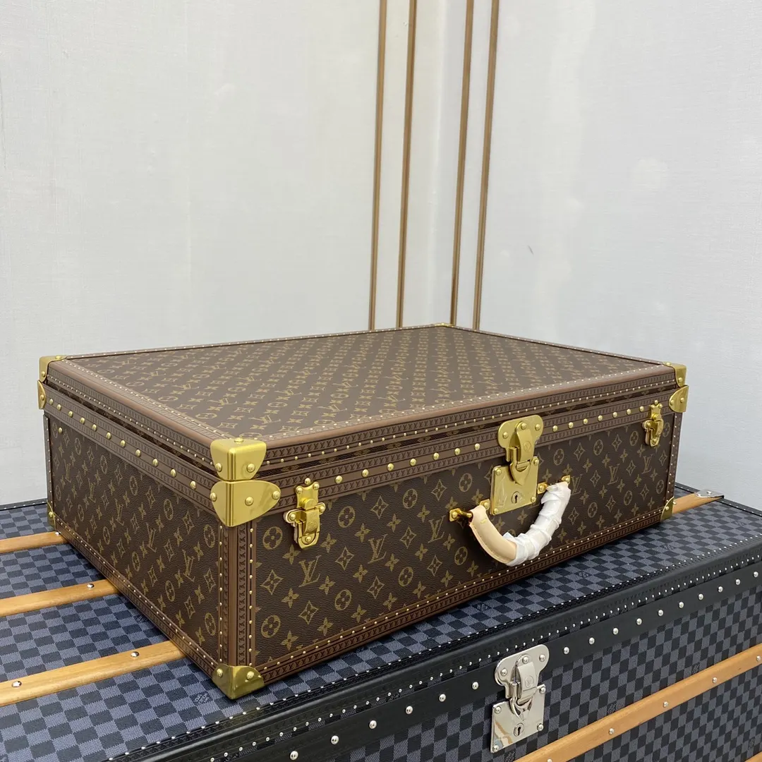 LV 金色 帆布 硬箱 纯铜五金 ALZER 硬箱 著名的Alz 行李箱 旅行拉杆款 轻便出行款