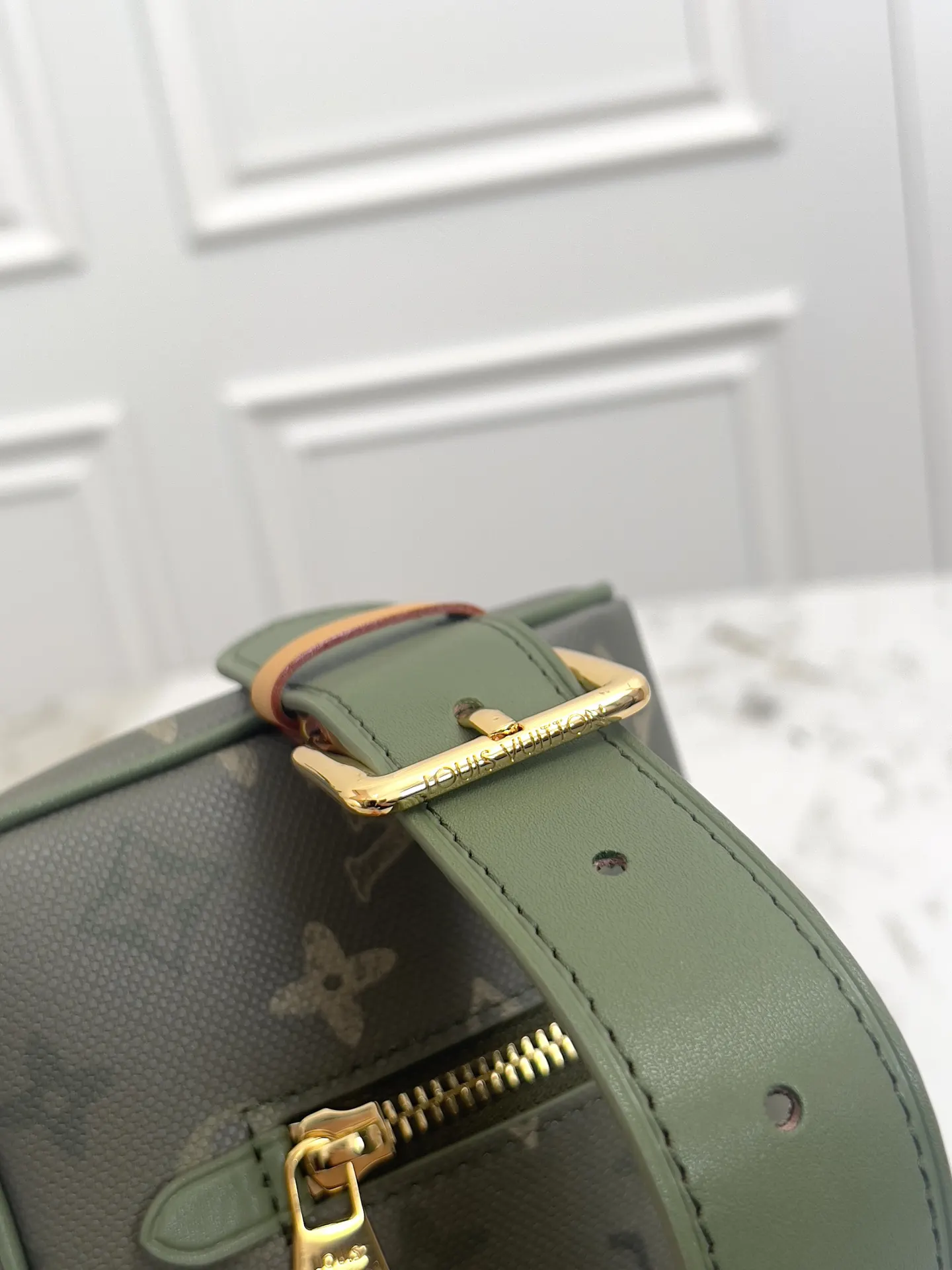 Green Monogram Top Handle Bag Commuter Canvas