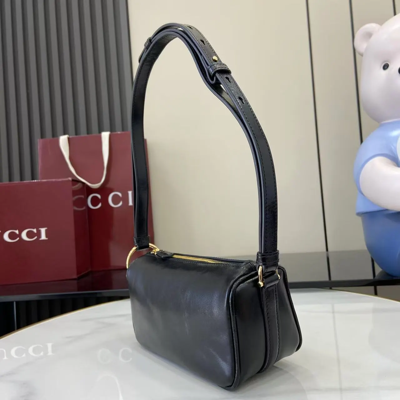 Gucci Horsebit 1955 老花马衔扣肩背包 单肩斜挎