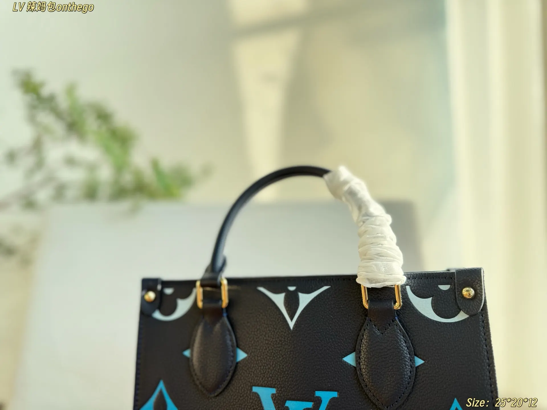 Black Blue Tote Bag Leather Image 9 Black Blue Tote Bag Leather Image 9