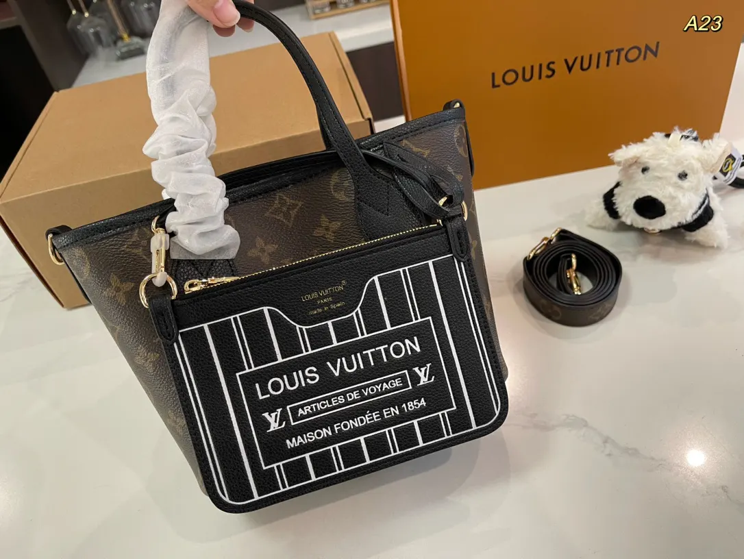 LV Neverfull 老花 牛皮 水桶包 休閒水桶款