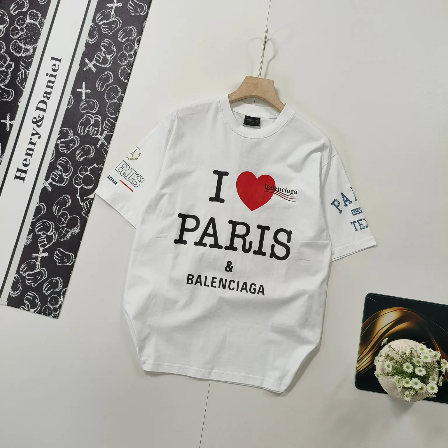 Balenciaga I Love Paris 印花圓領短袖T恤 黑色