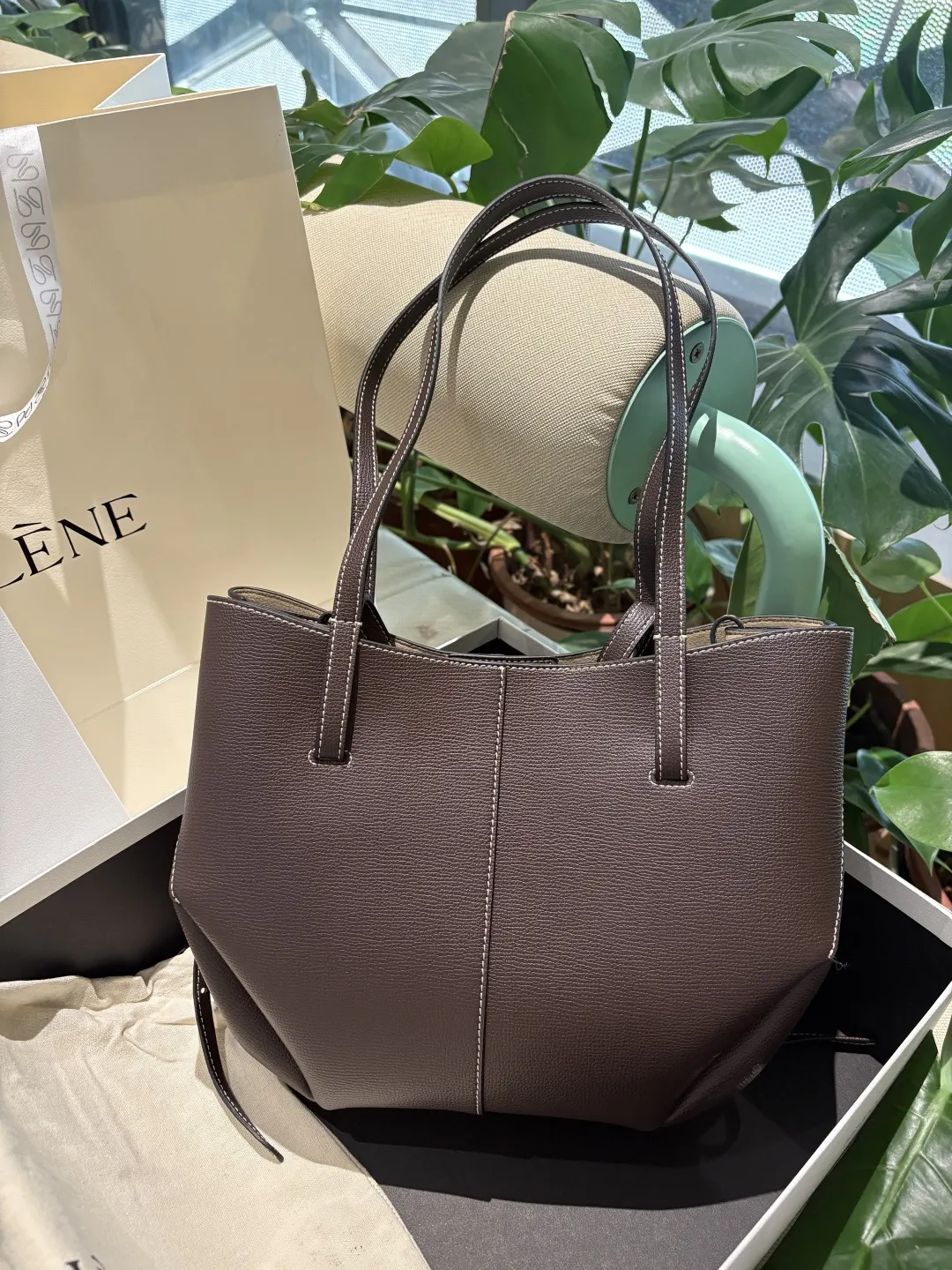 皮革 POLÈNE｜波灵恩 高 Cyme 托特包 以波 大容量托特款