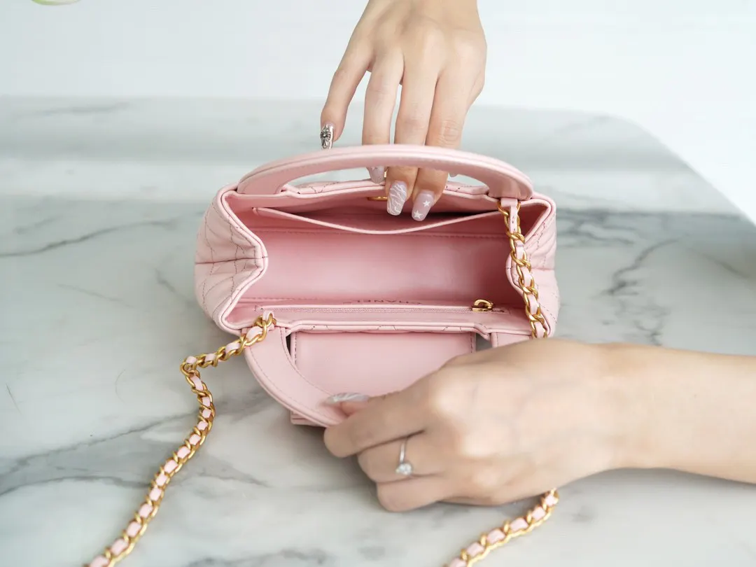 CHANEL 黑色 粉色 羊皮 手提包 通勤手提款