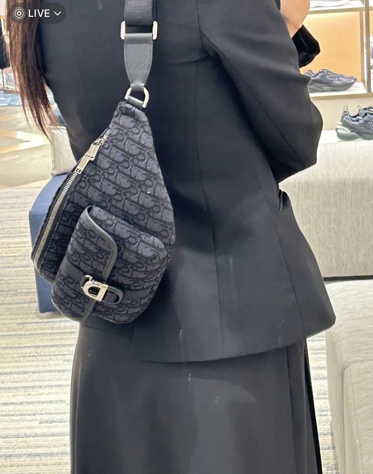 Black Beige Belt Bag Casual Fashion Leather