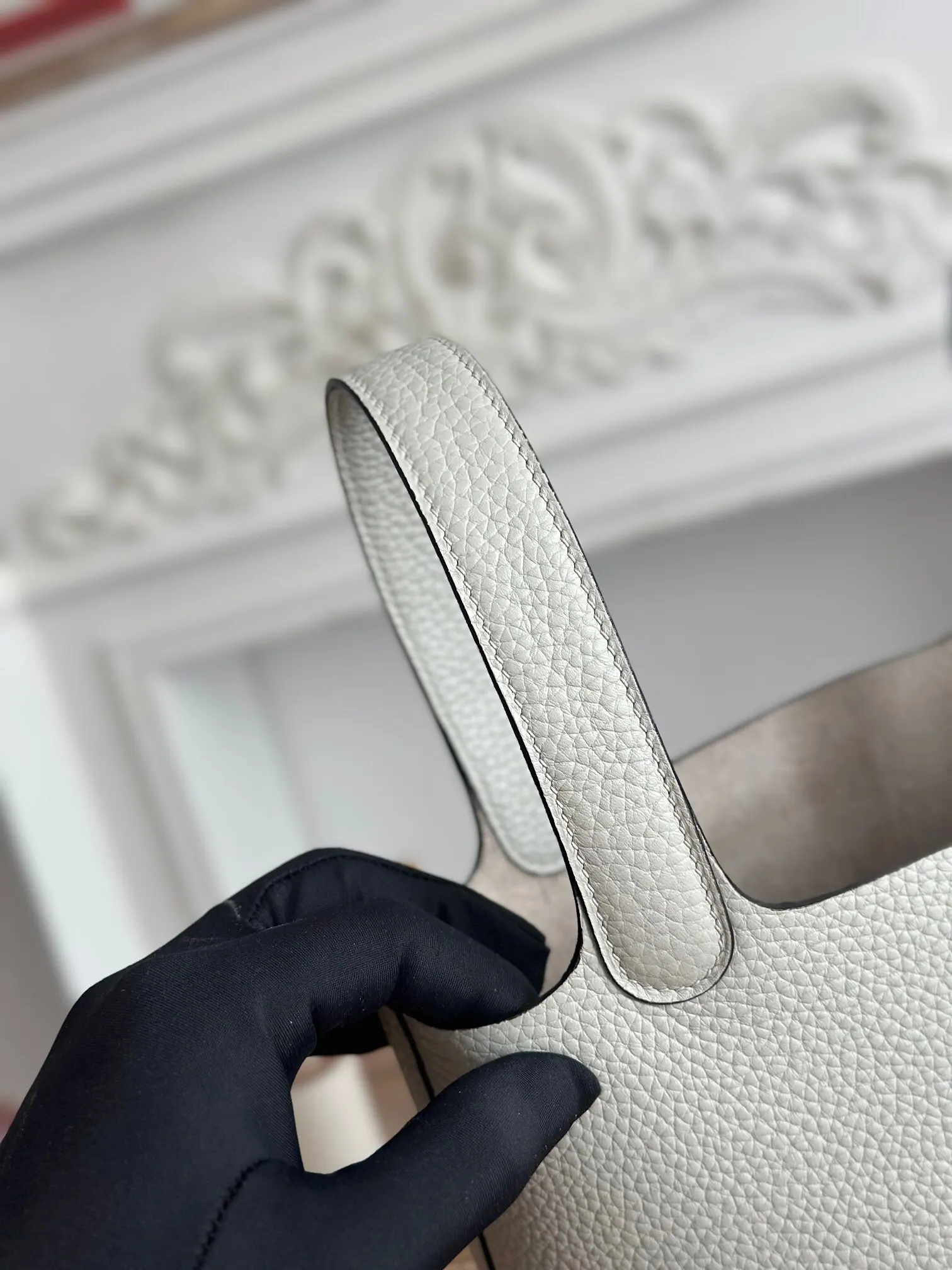 Hermès 阿尔法米色 牛皮 手提包 18cm