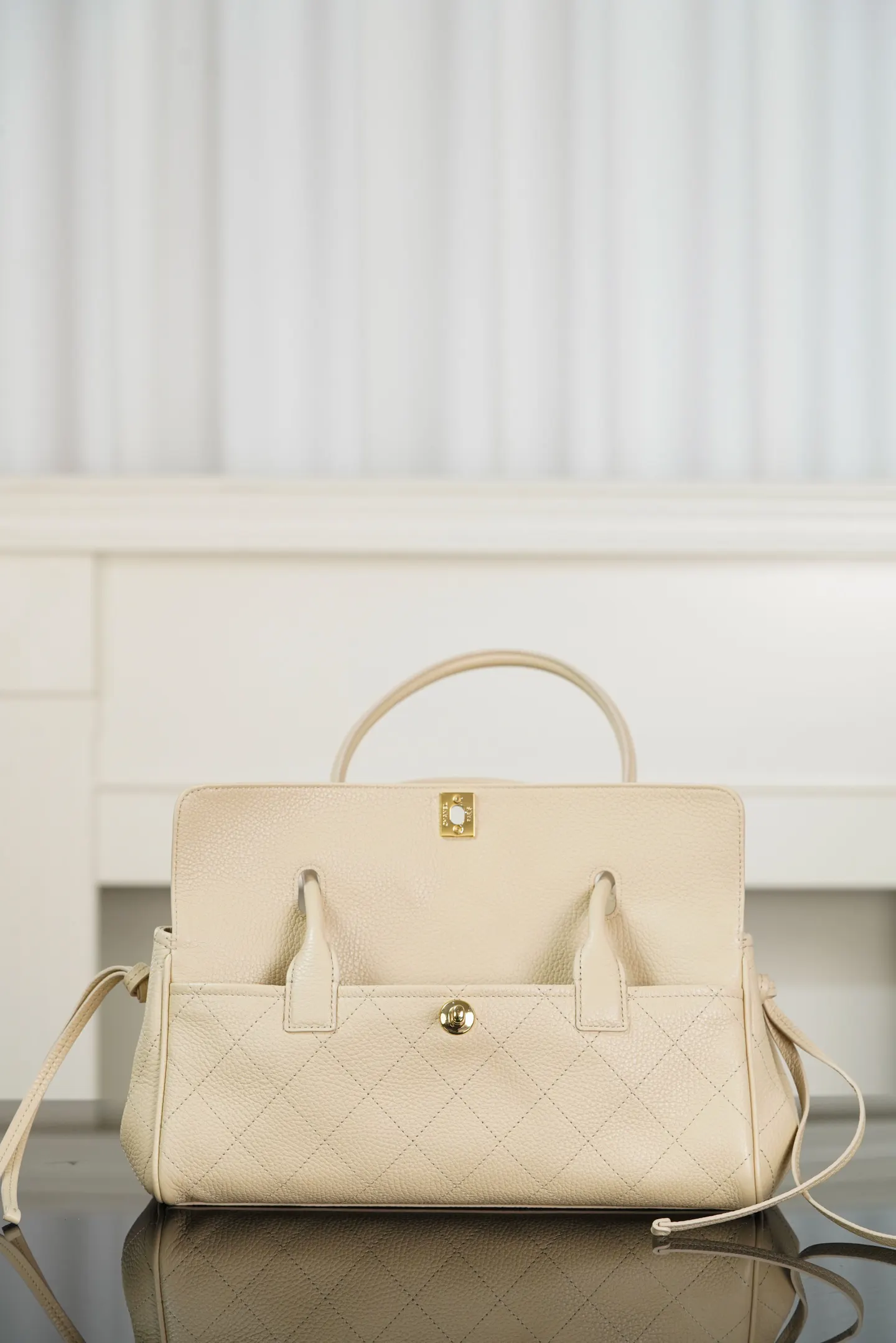 Beige Backpack Leather