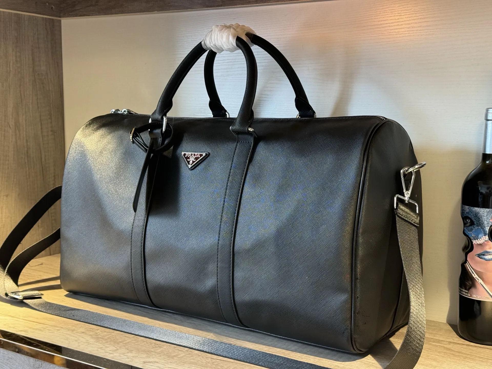 Prada 黑色 白色 尼龍 旅行袋 大容量旅行款