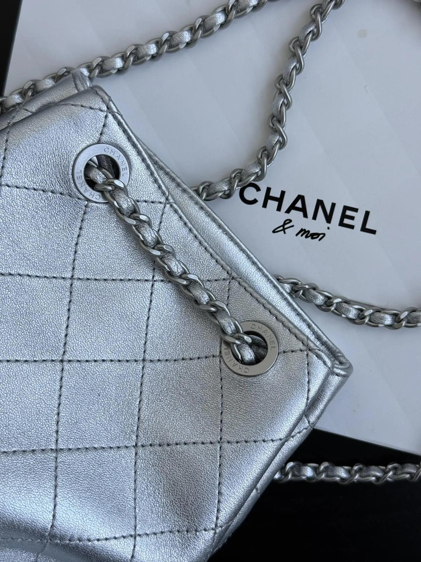 Black Silver Backpack