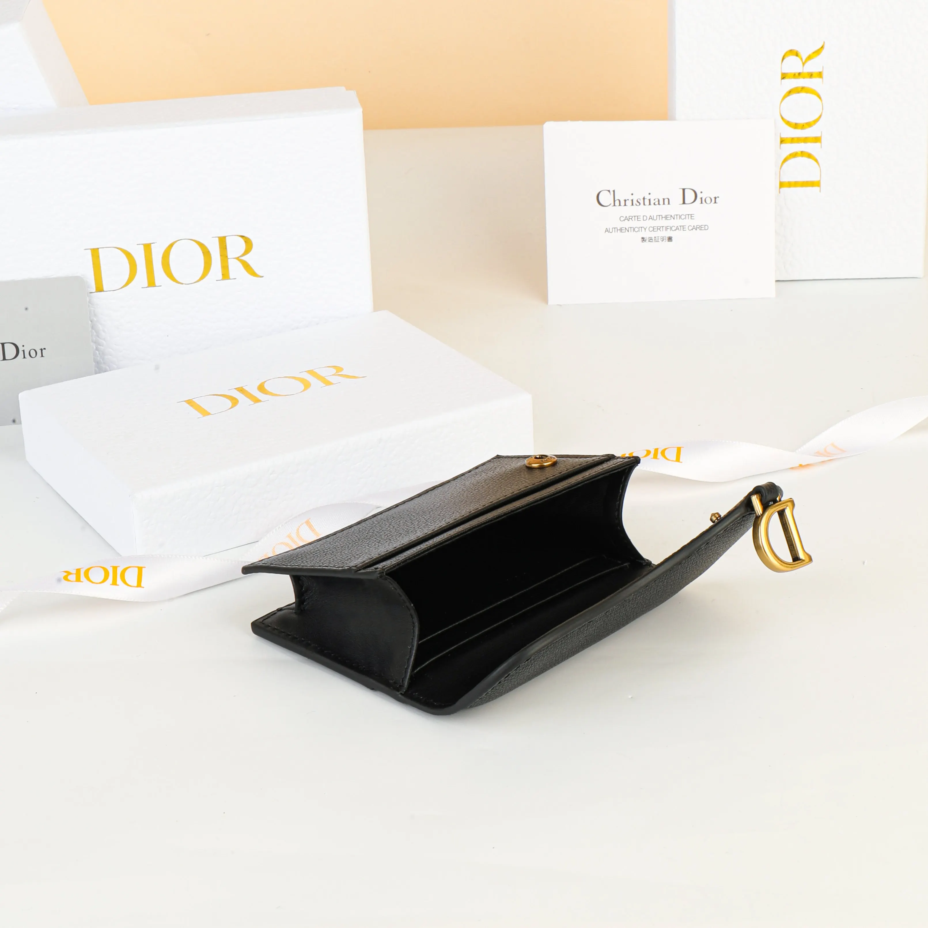 Dior Saddle 黑色 皮革 钱包
