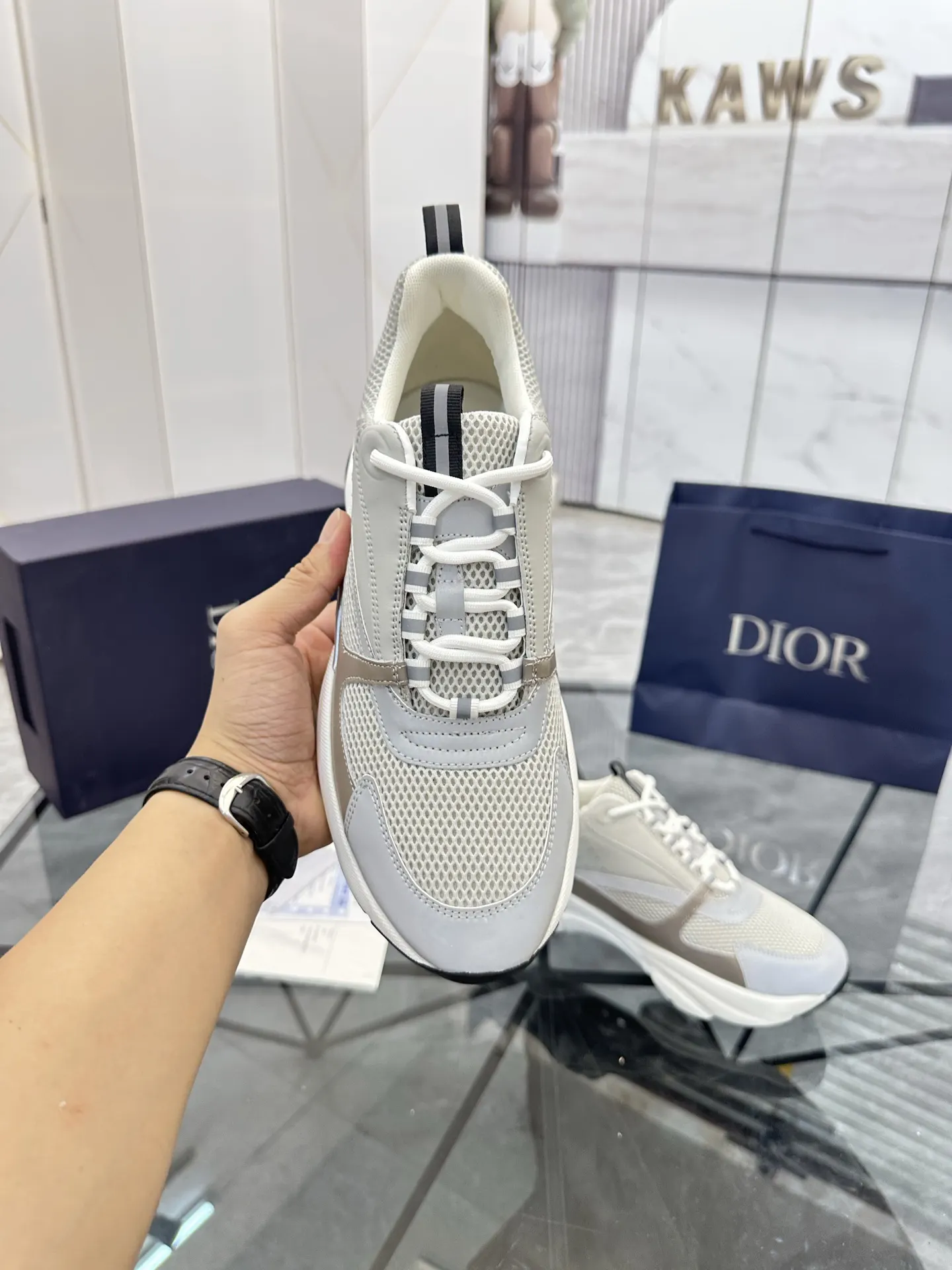Dior B22 米白色牛皮休闲鞋 低帮