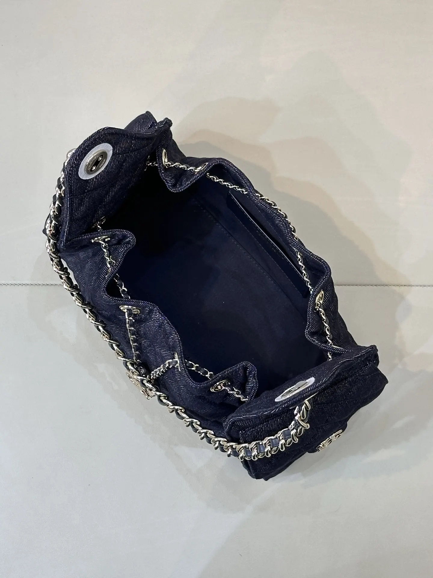 White Blue Hobo Shoulder Bag Vintage