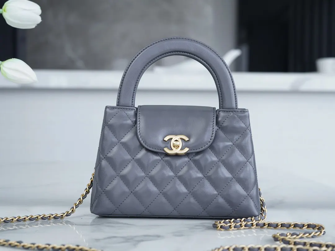 CHANEL 黑色 灰色 羊皮 手提包 通勤手提款