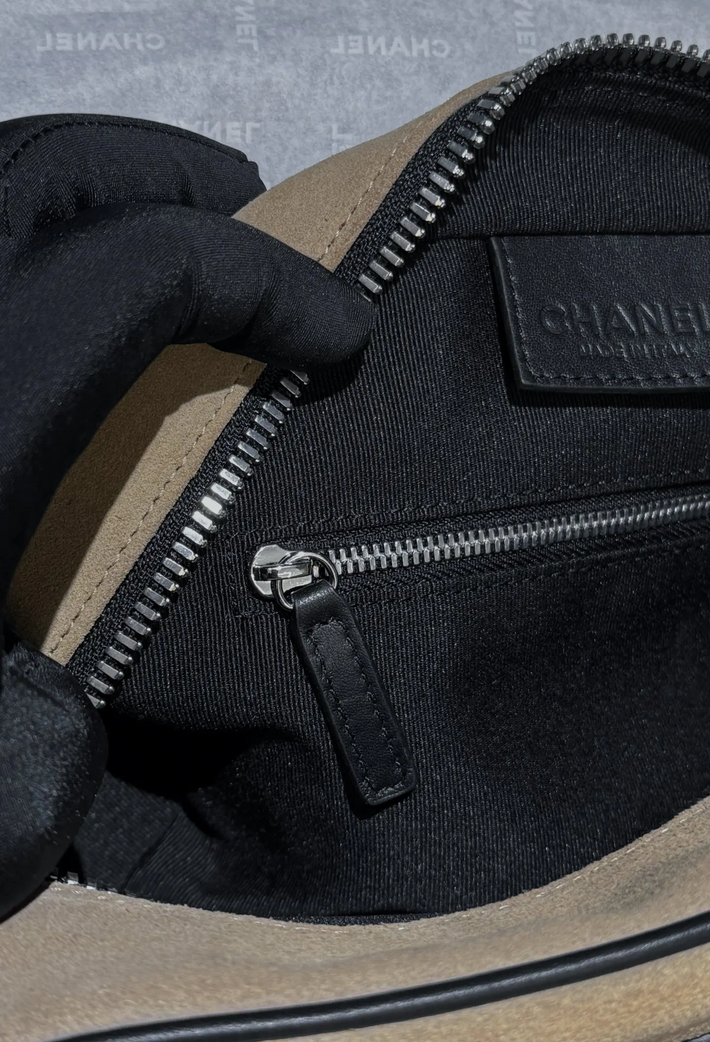 Chanel Black Beige Chain Bag Canvas Image 9 Chanel Black Beige Chain Bag Canvas Image 9