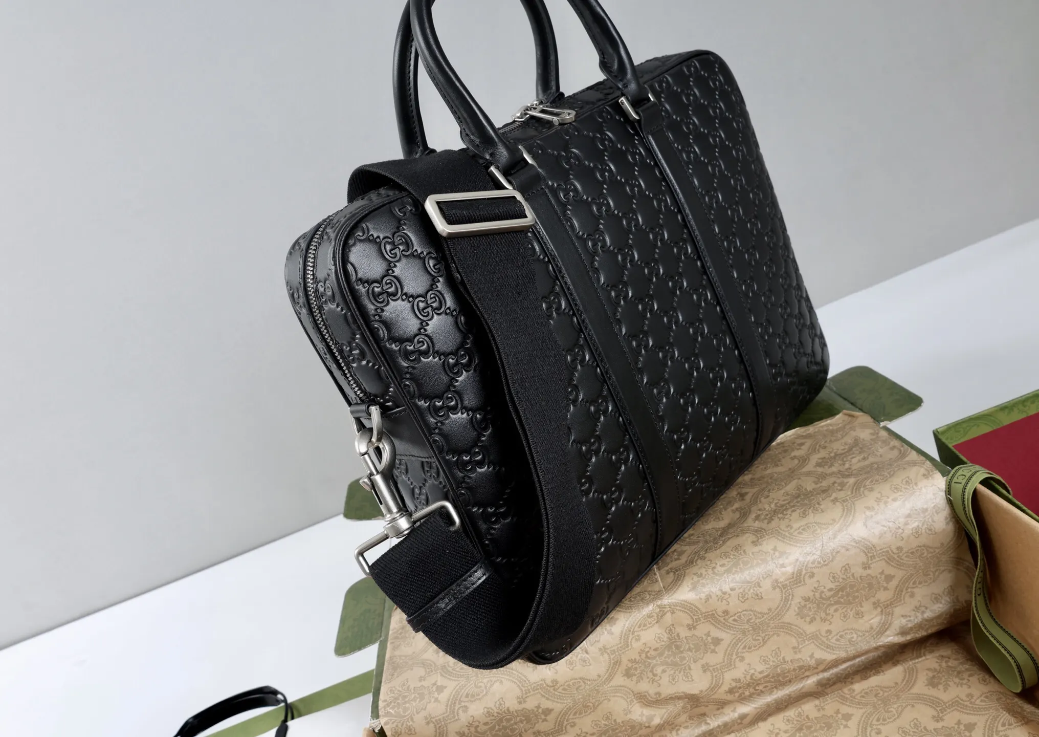 Black Briefcase Business Commuter Leather