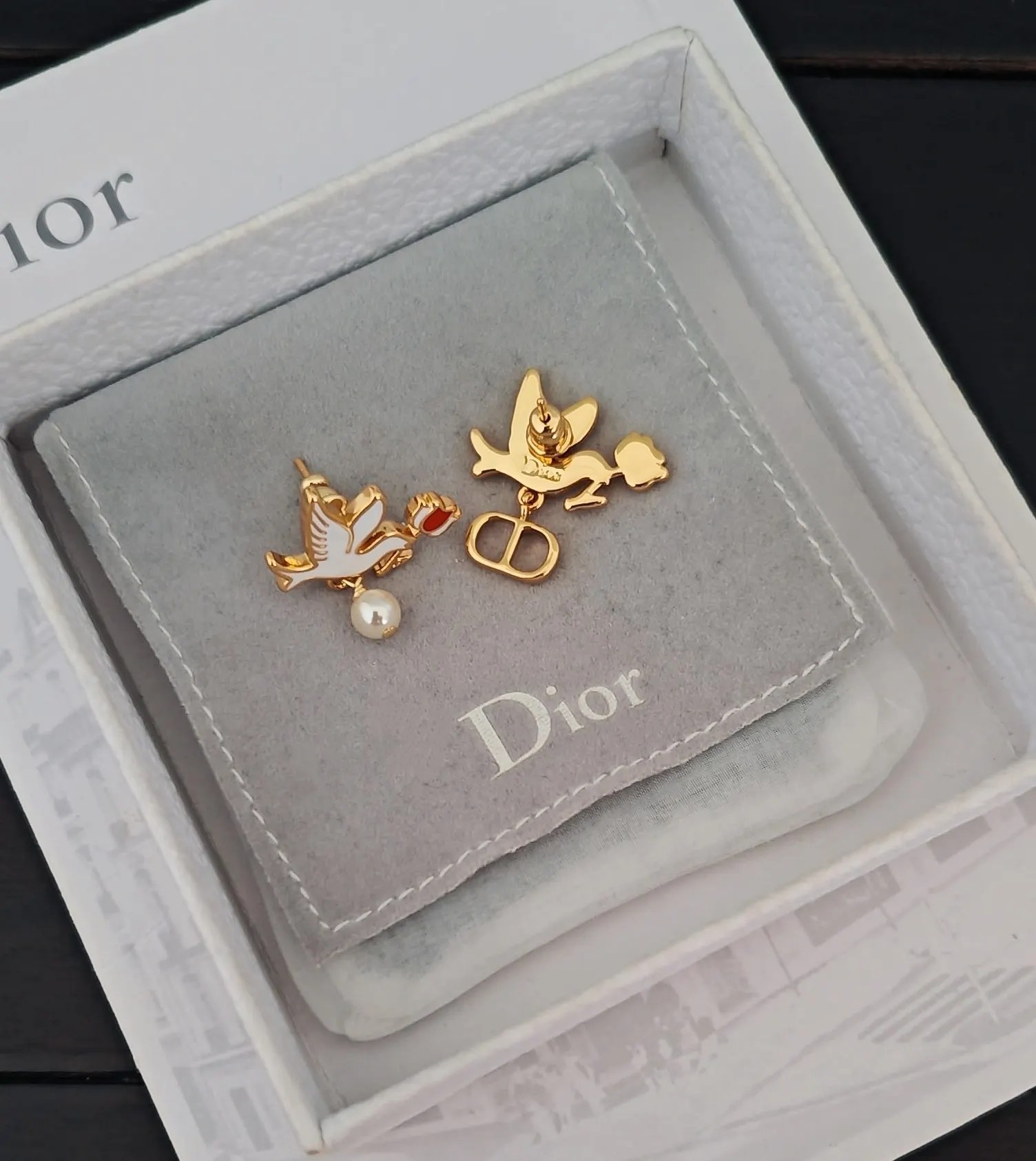 Dior 金色 蝴蝶结 耳饰