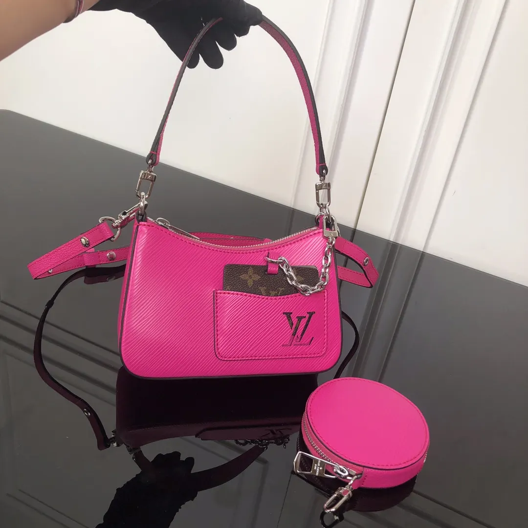 LV 红色 皮革 链条包 精致链条款