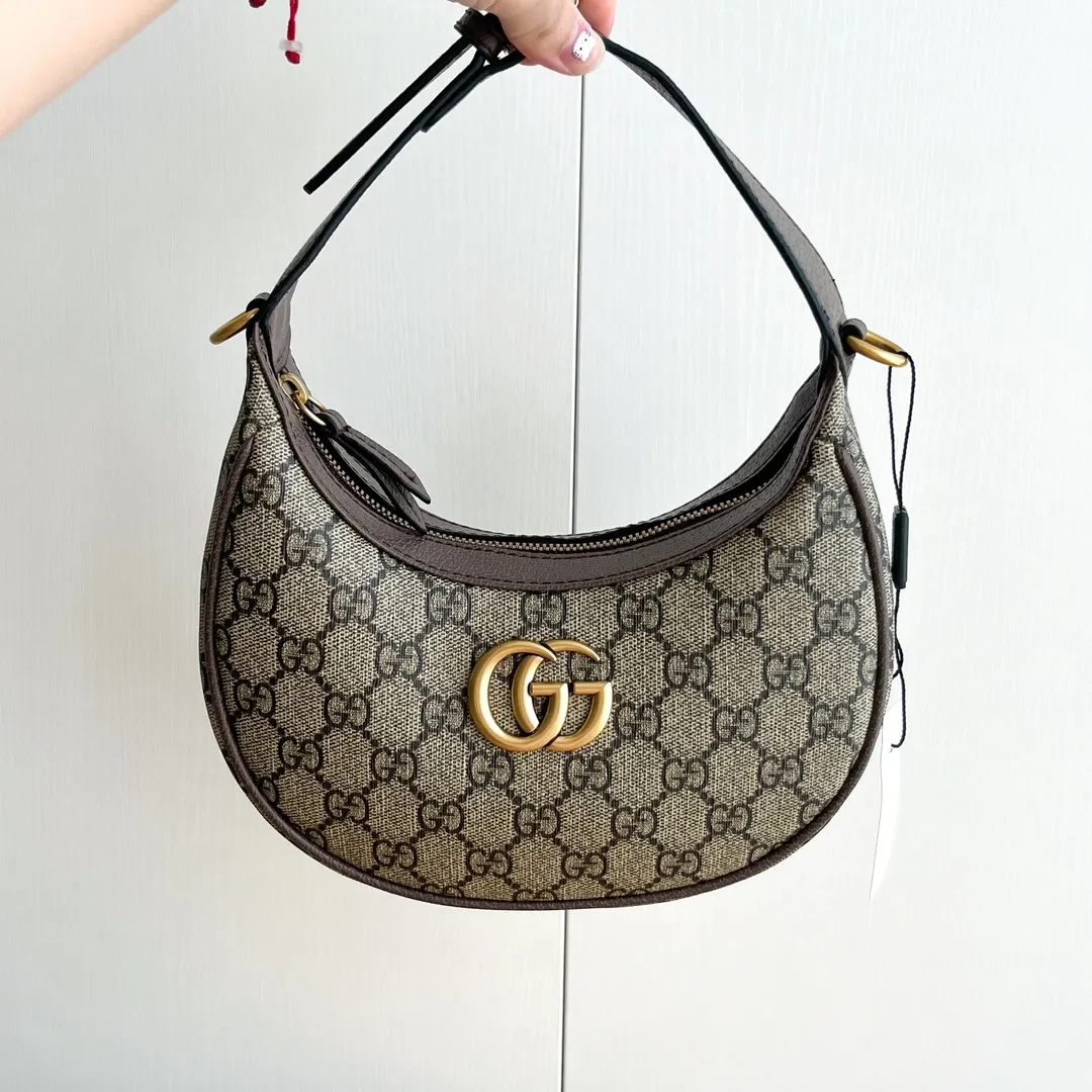 Gucci Marmont 棕色 Monogram 腋下包