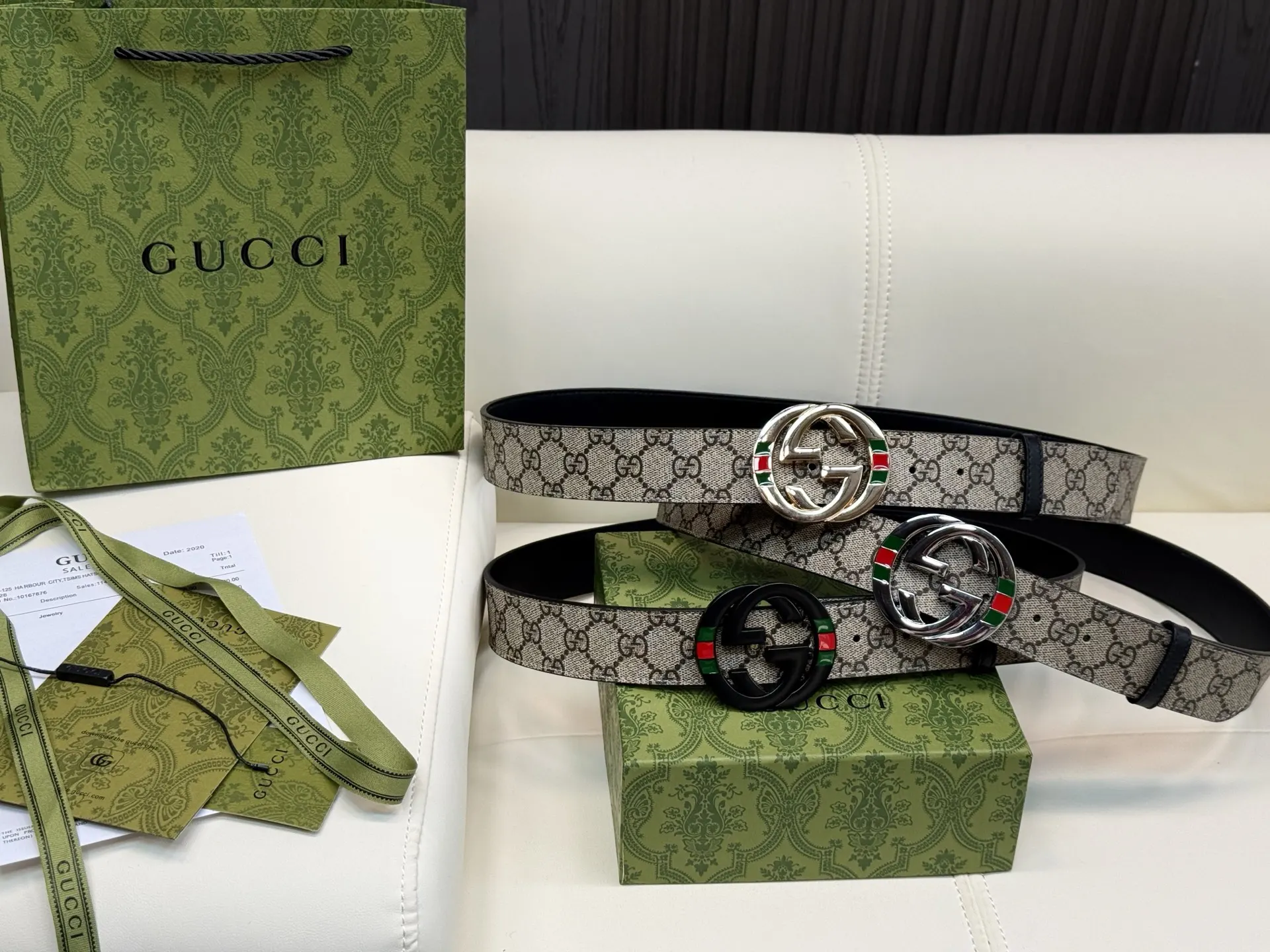 Gucci Double G 双G扣牛皮腰带
