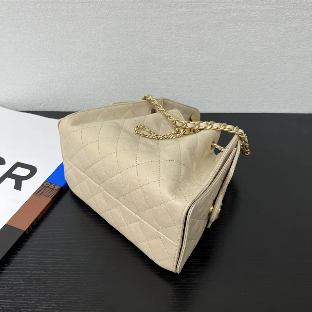 Chanel Beige Hobo Shoulder Bag Leather