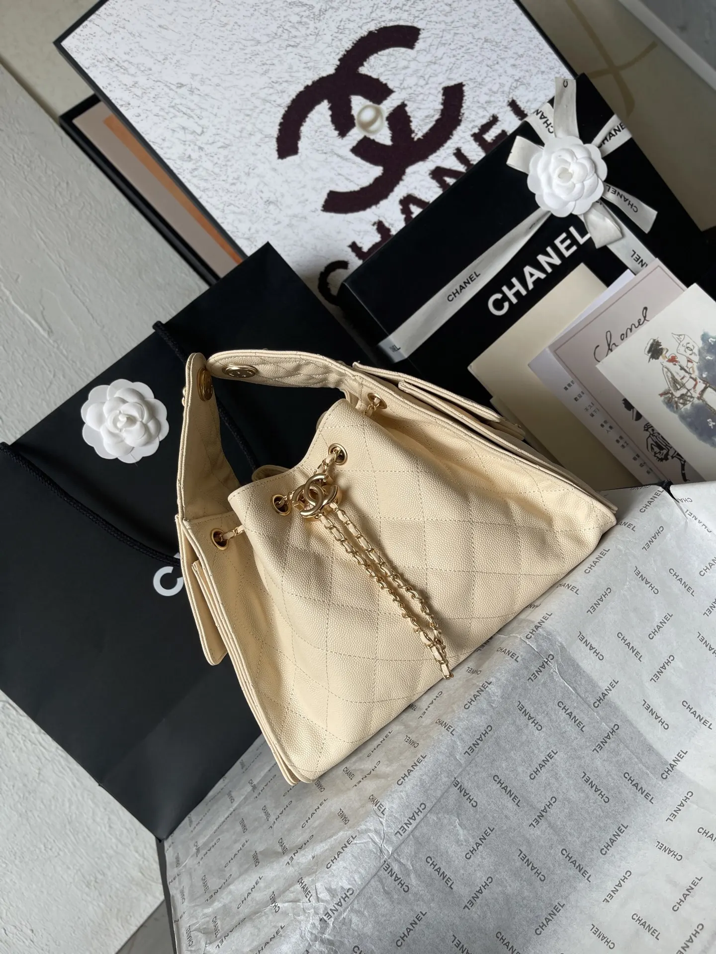 CHANEL Hobo 法国 高端定制品 Chane 球纹皮嘻哈包 腋下包 復古腋下背款