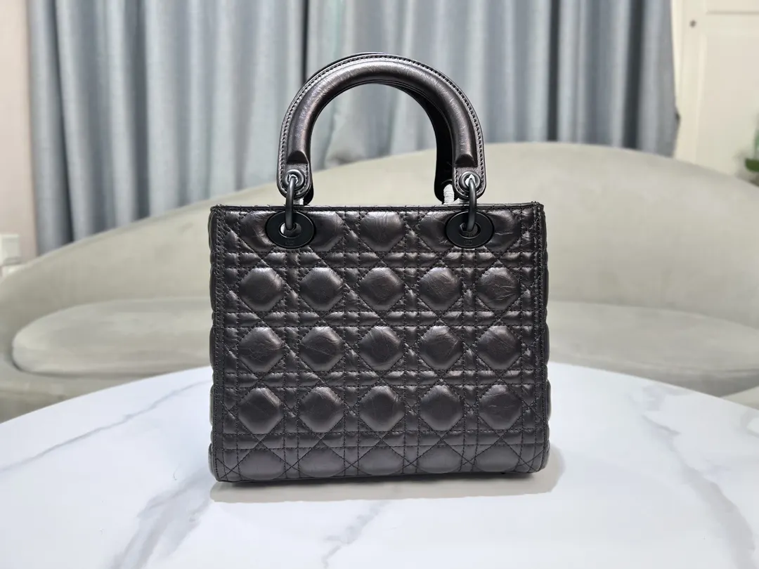Dior 黑色 进口 油蜡皮戴妃包 五格 油蜡皮戴妃 收納包 旅行收納款