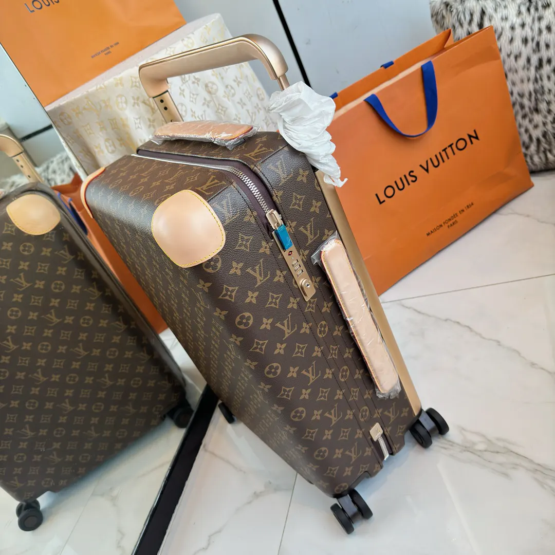 LV 棕色 老花 帆布 ｜ 版 登机行李箱 四轮 旅行拉杆款 轻便出行款