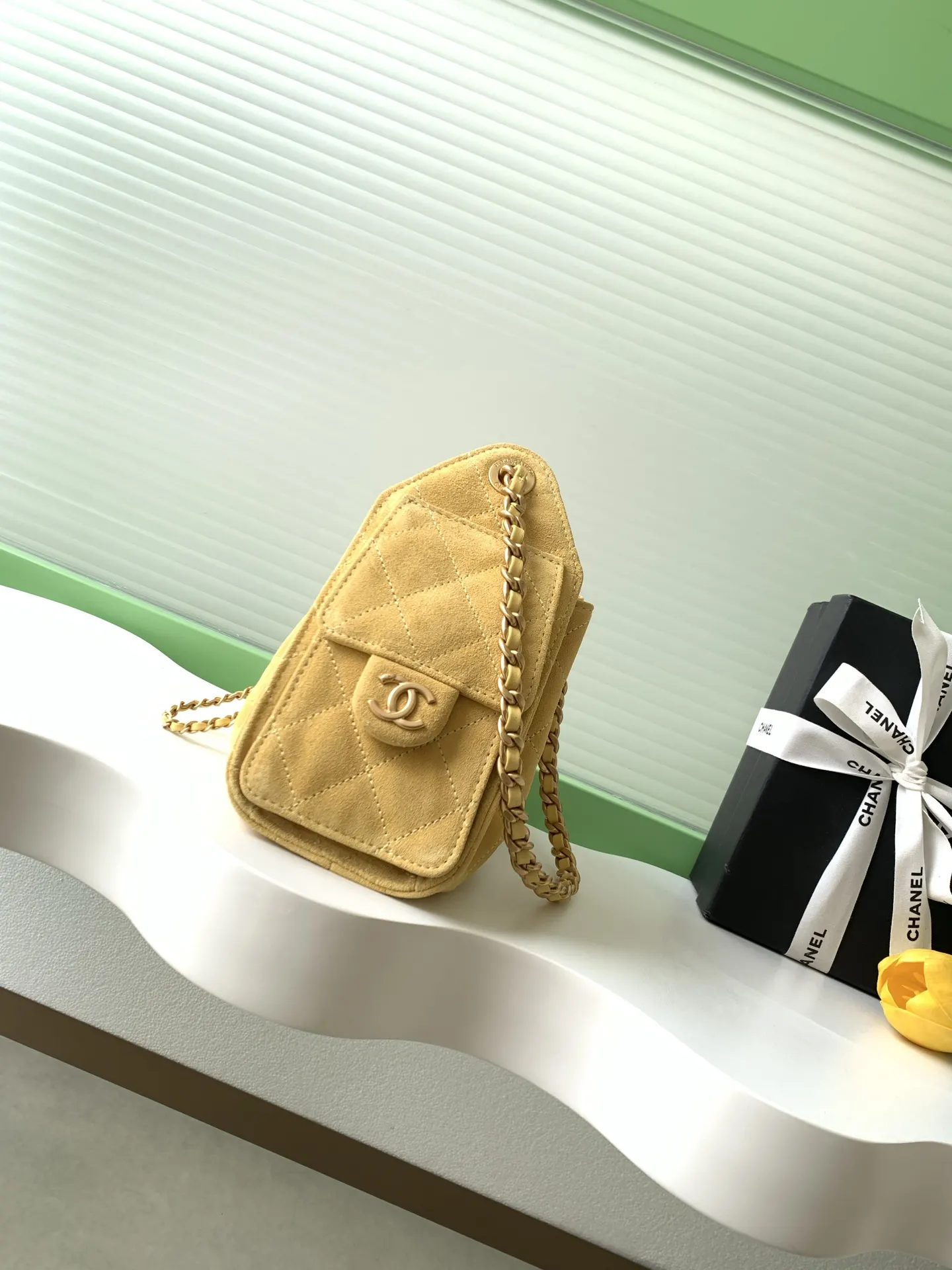 CHANEL 迷你磨砂皮 復古金币纽扣抽绳水桶包 菱格纹 经 鏈條包 精致鏈條款
