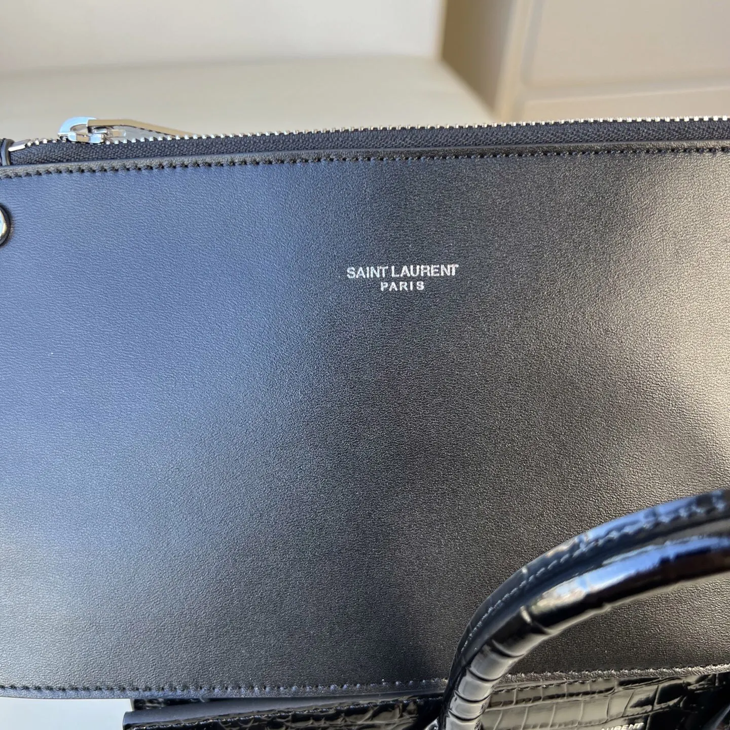 Silver Clutch Bag Leather