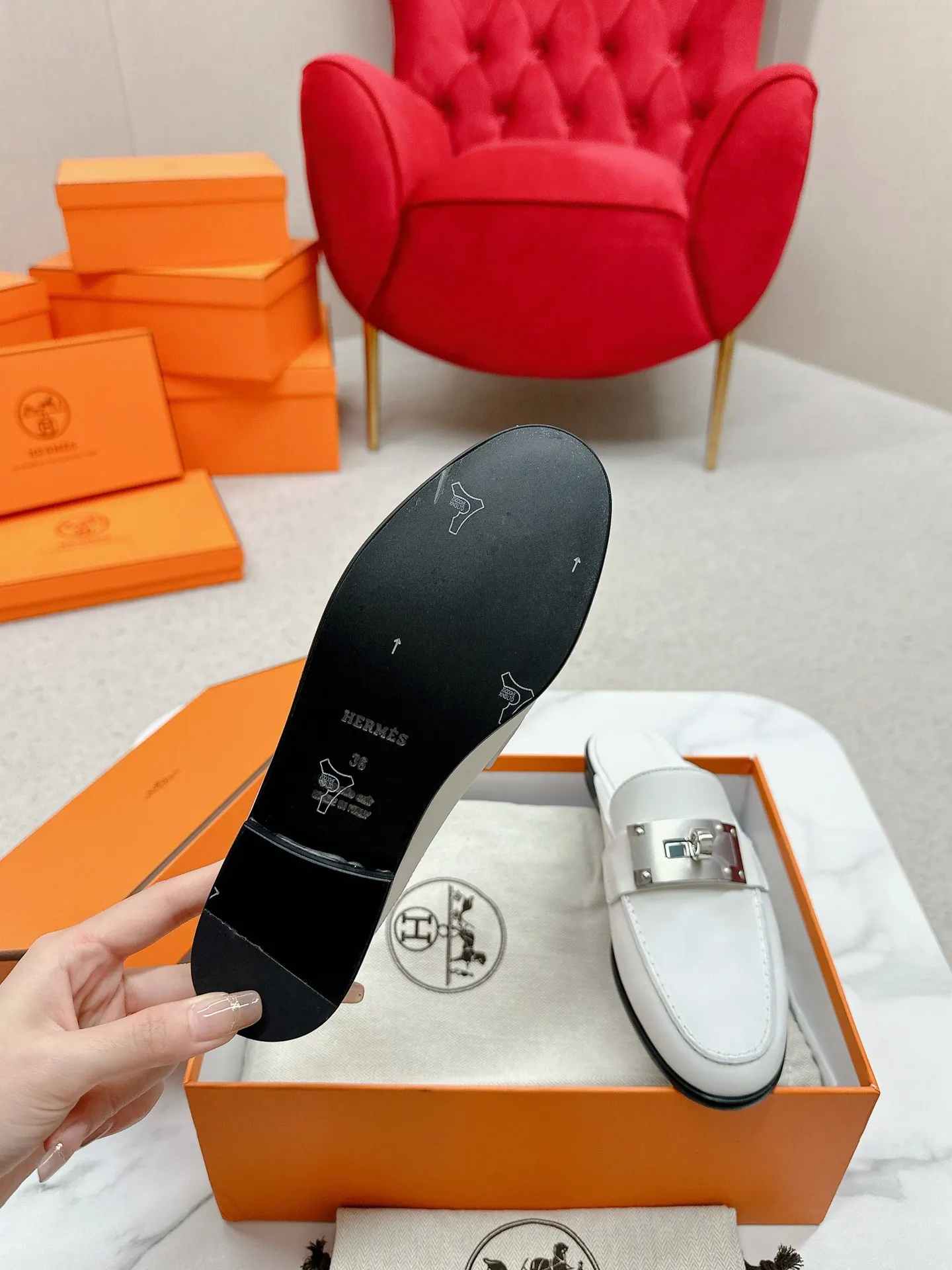 Hermès 小牛皮 拖鞋 舒适