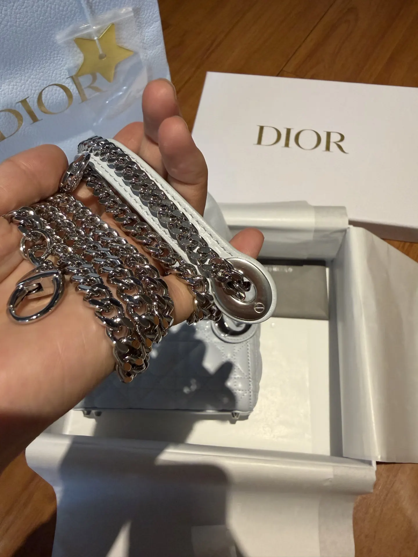 Dior Lady 藍色 羊皮 鏈條包 精致鏈條款