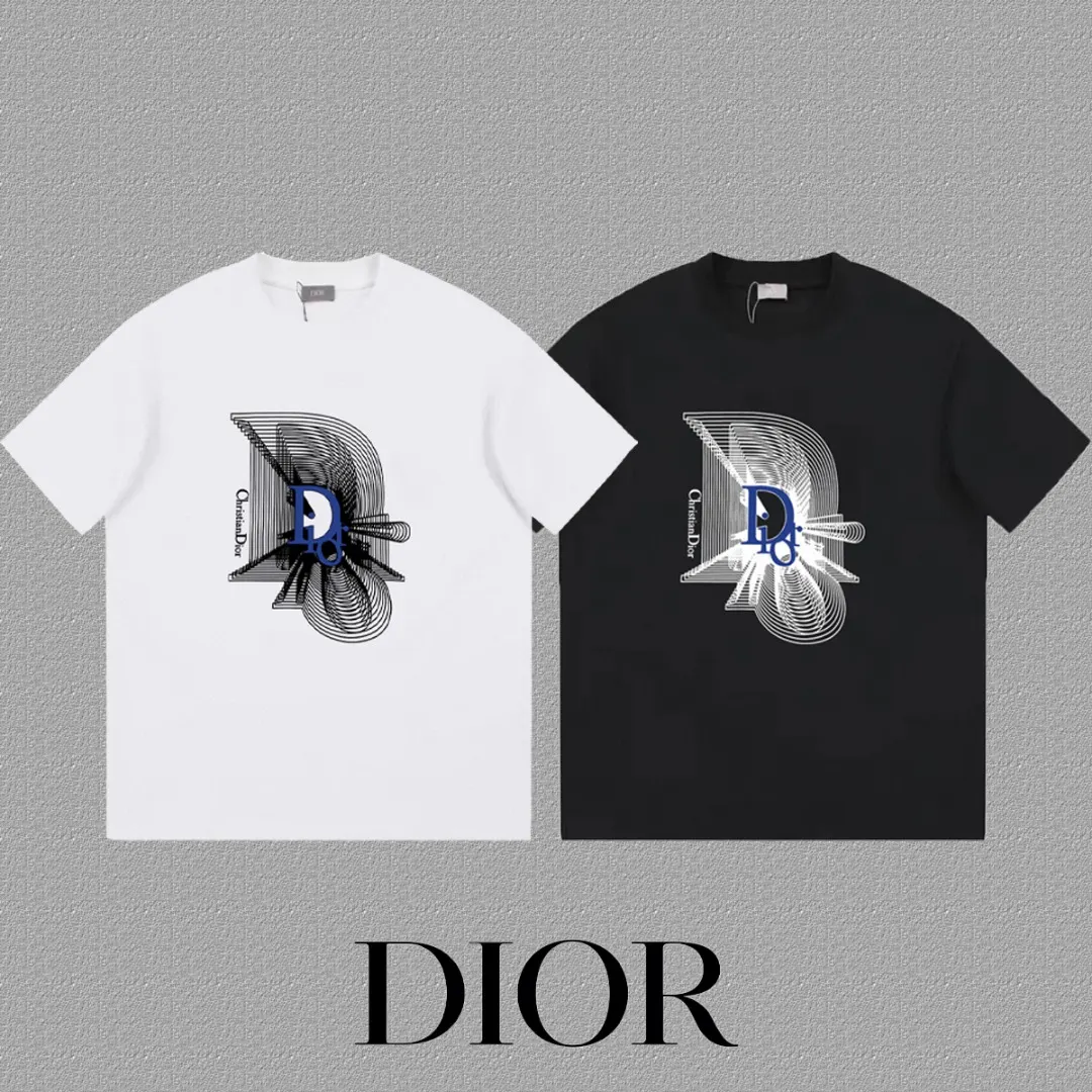 Dior 白色竖条印花短袖T恤 个性