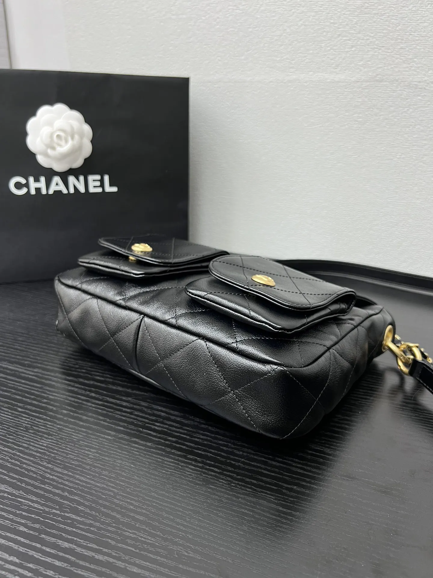 CHANEL 黑色牛皮链条Hobo包 单肩款 经典款