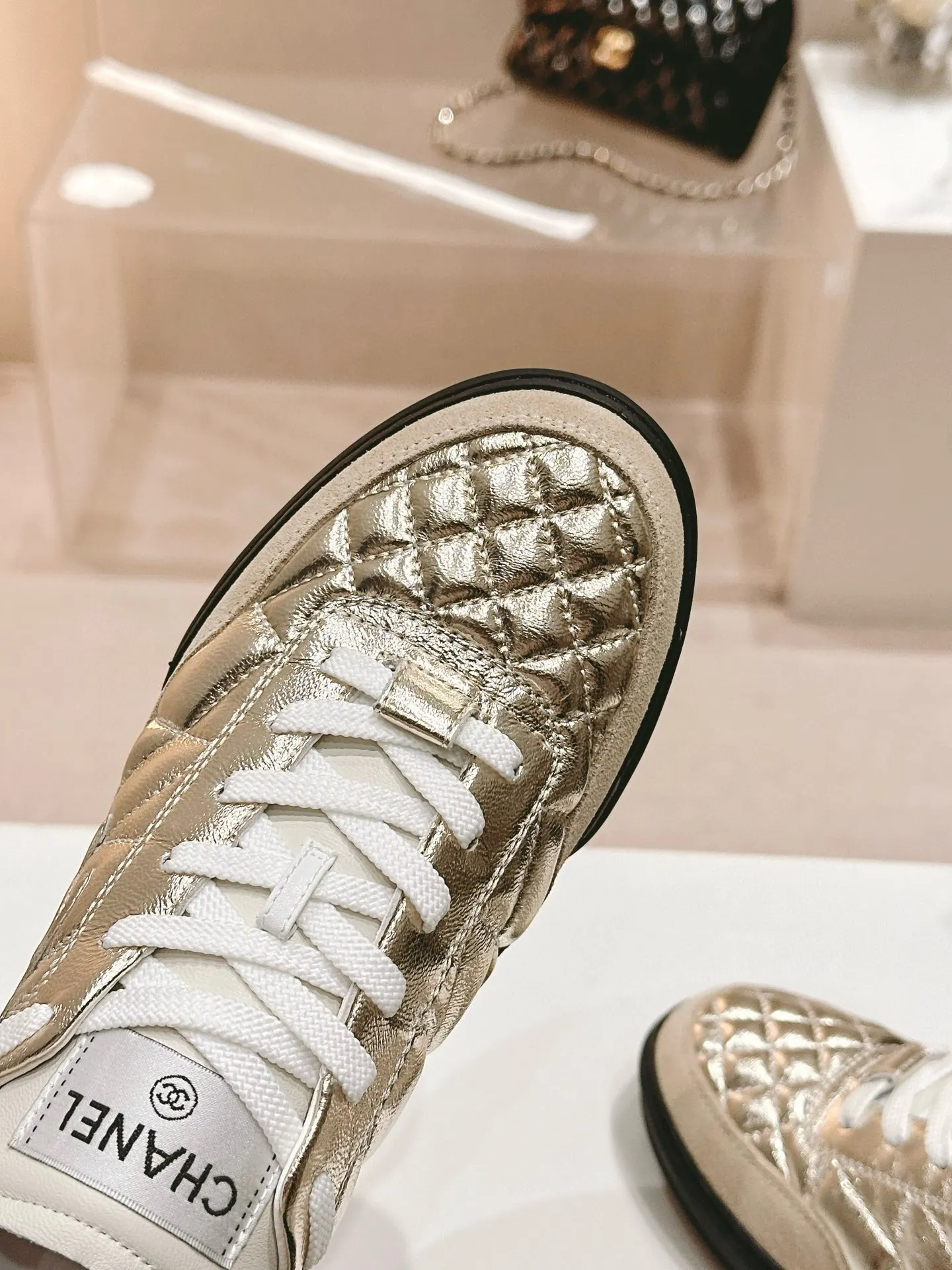 Chanel Beige Leather Sneakers