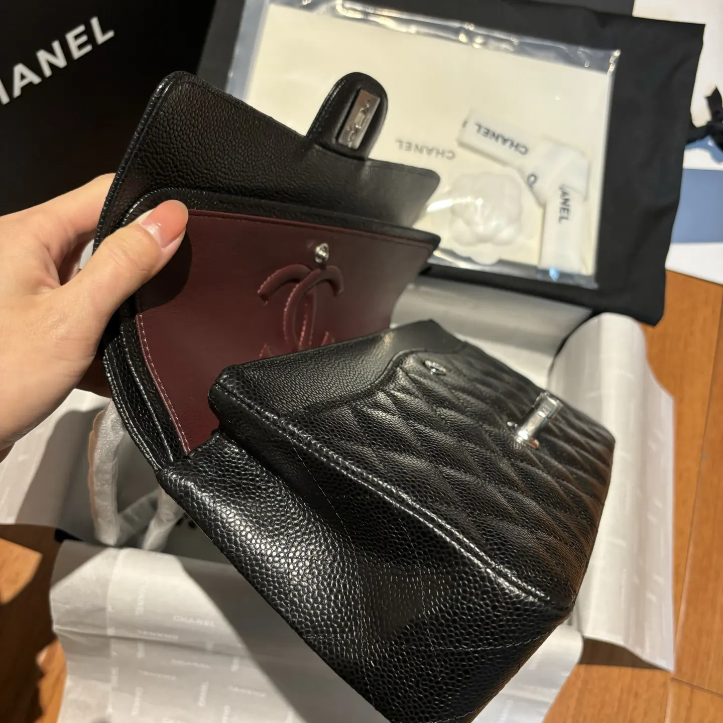 CHANEL 每个字母都符合官方标准烫金 还是有难度的 腋下包 复古腋下背款